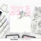 Pretty Pink Posh Hummingbird Floral Clear Stamps hello friend