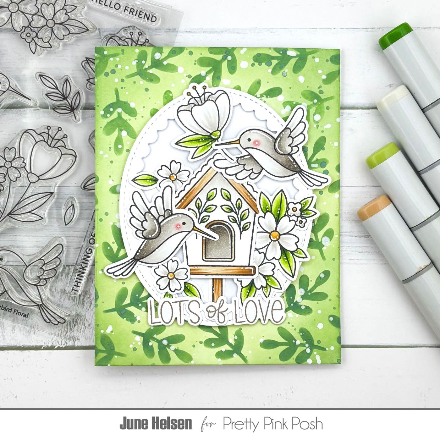 Pretty Pink Posh Hummingbird Floral Clear Stamps love