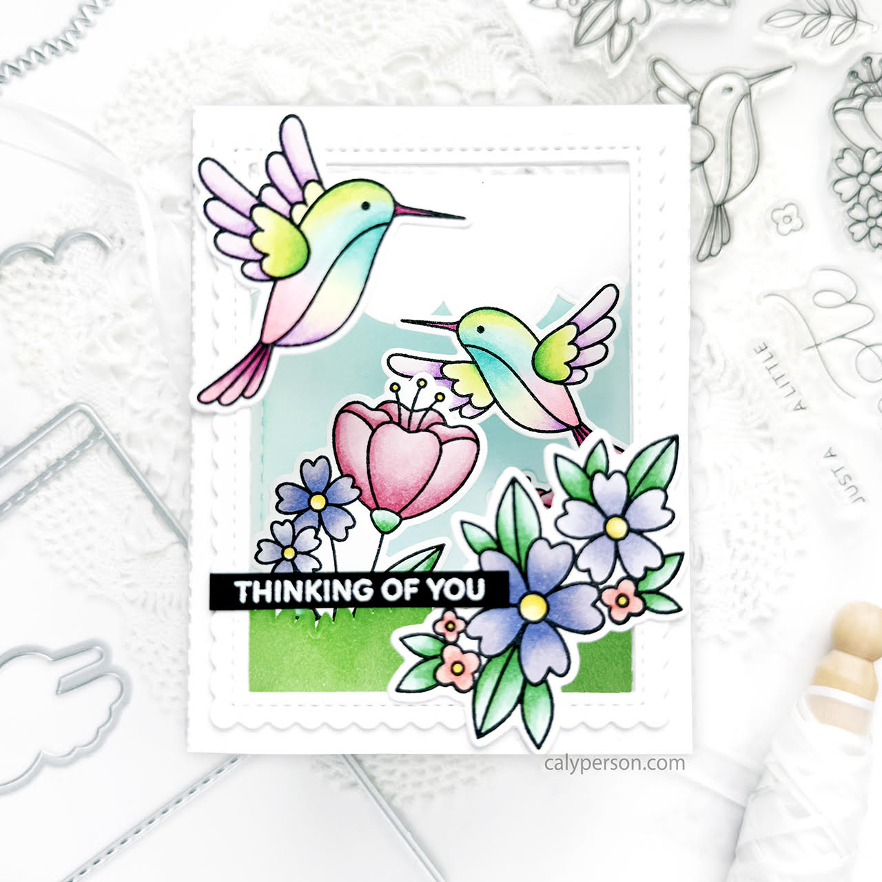 Pretty Pink Posh Hummingbird Floral Dies purple