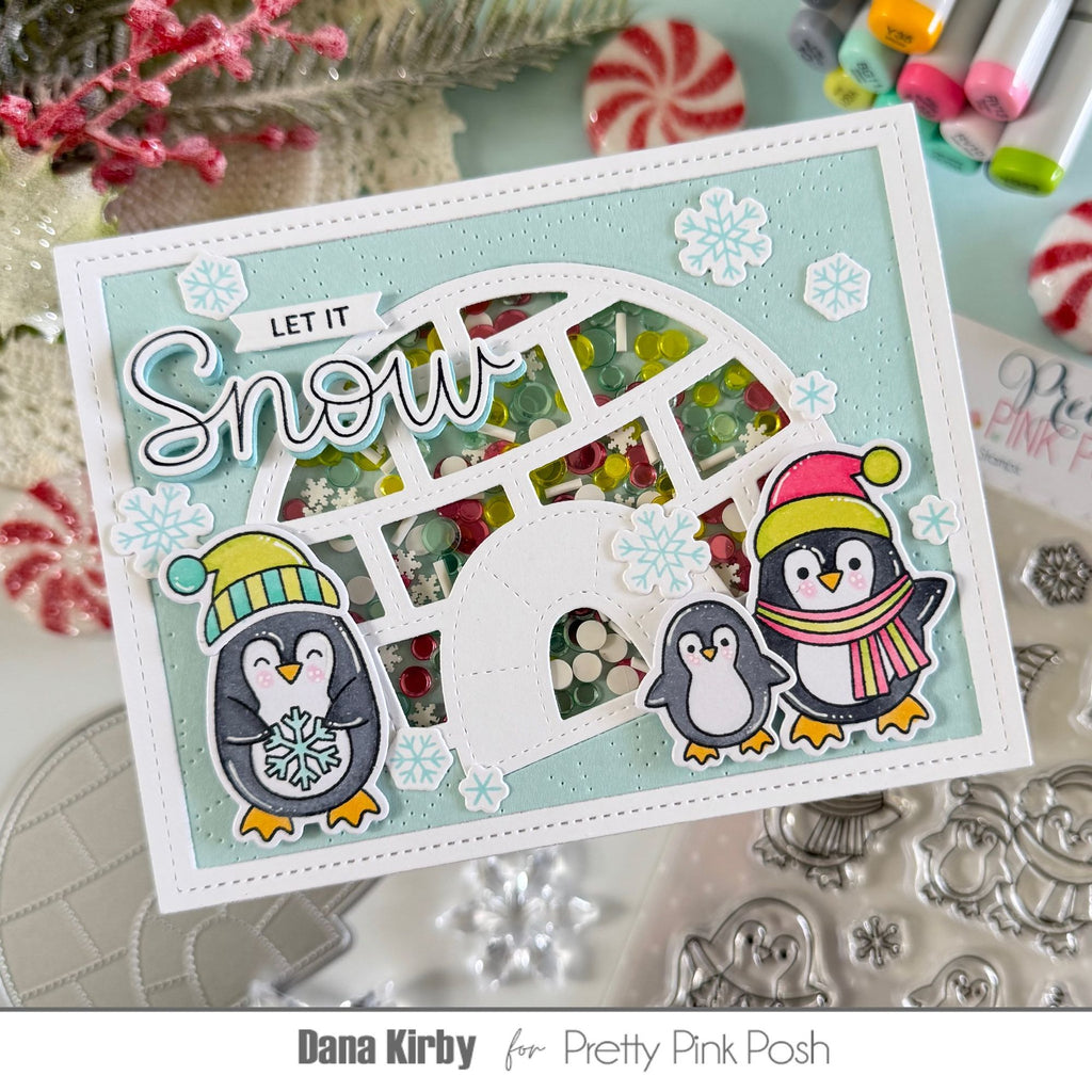 Pretty Pink Posh Igloo Shaker Dies penguins