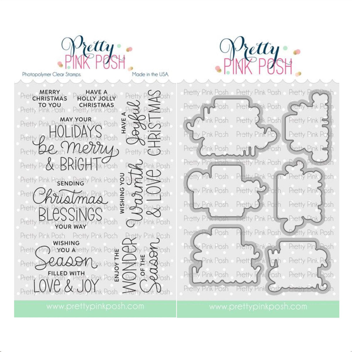 Pretty Pink Posh Inside Sentiments Christmas Clear Stamp and Die Set