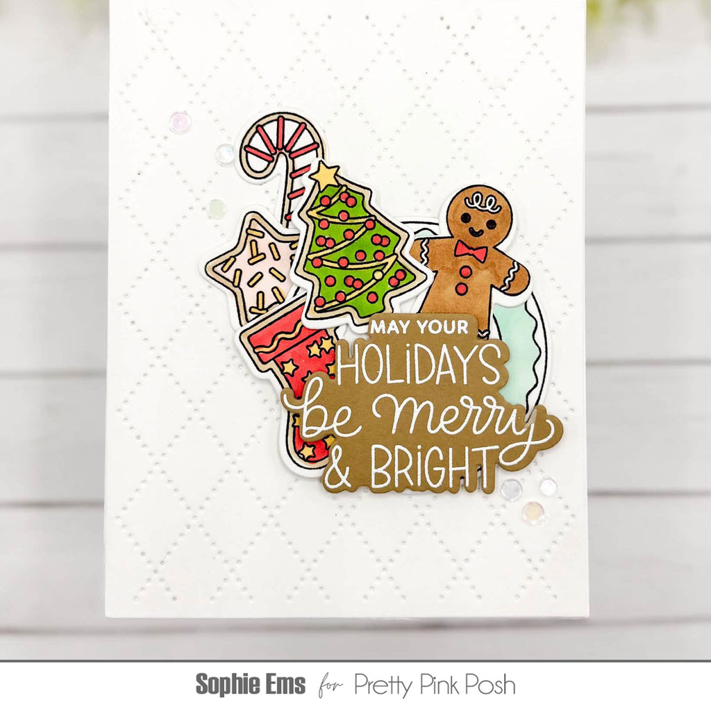 Pretty Pink Posh Inside Sentiments Christmas Clear Stamp and Die Set christmas cookies card