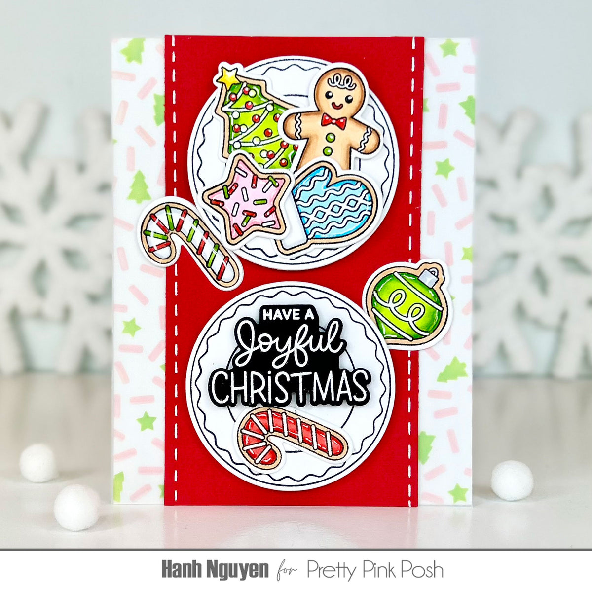 Pretty Pink Posh Inside Sentiments Christmas Clear Stamps have a joyful christmas card