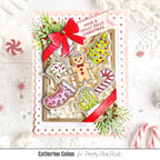 Pretty Pink Posh Inside Sentiments Christmas Clear Stamps red bow cookies card