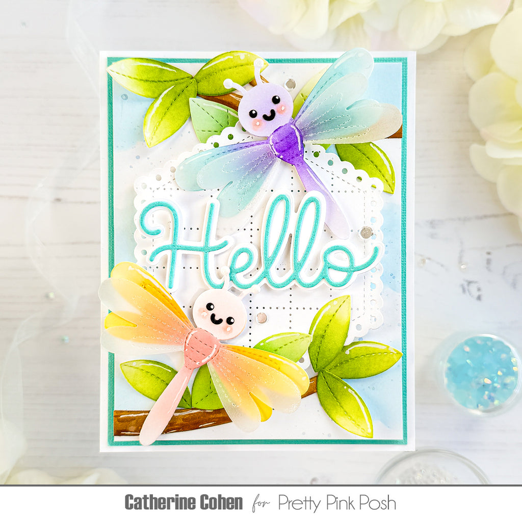 Pretty Pink Posh Large Hello Shadow Dies dragonflies