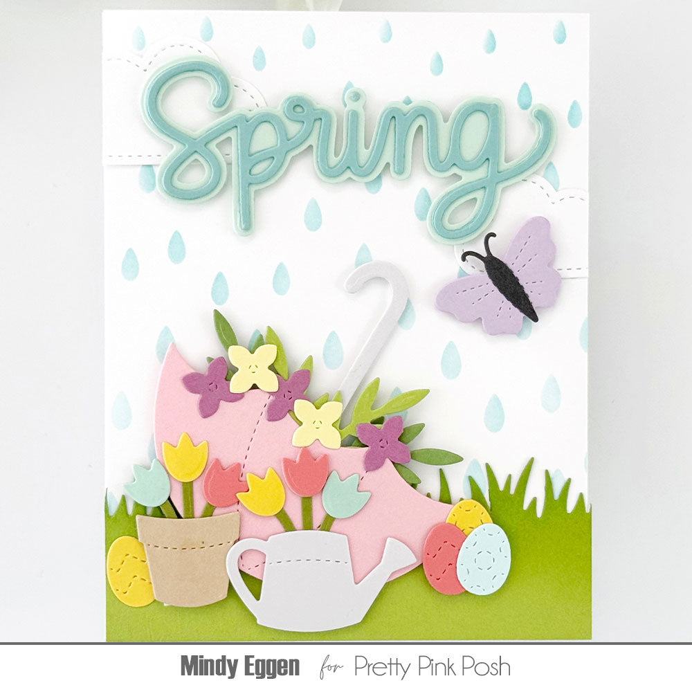 Pretty Pink Posh Large Spring Shadow Dies rainy day