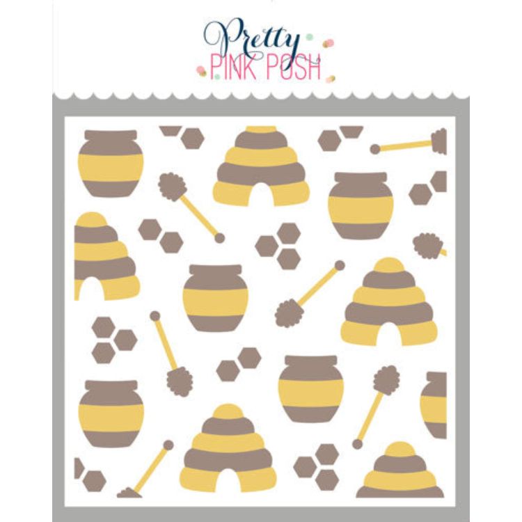 Pretty Pink Posh Layered Bee Additions Stencils colored in