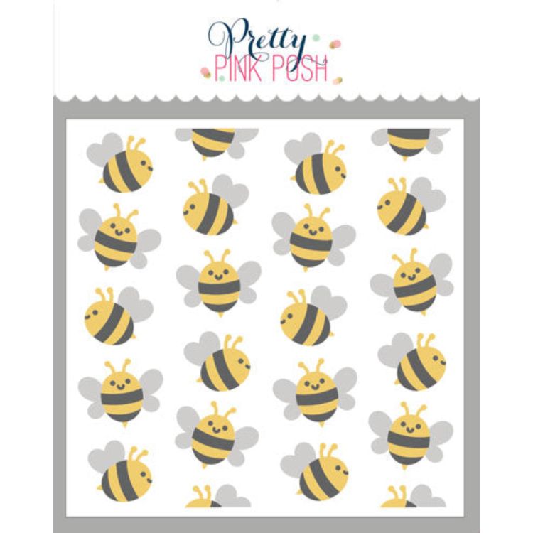 Pretty Pink Posh Layered Bees Stencils colored in