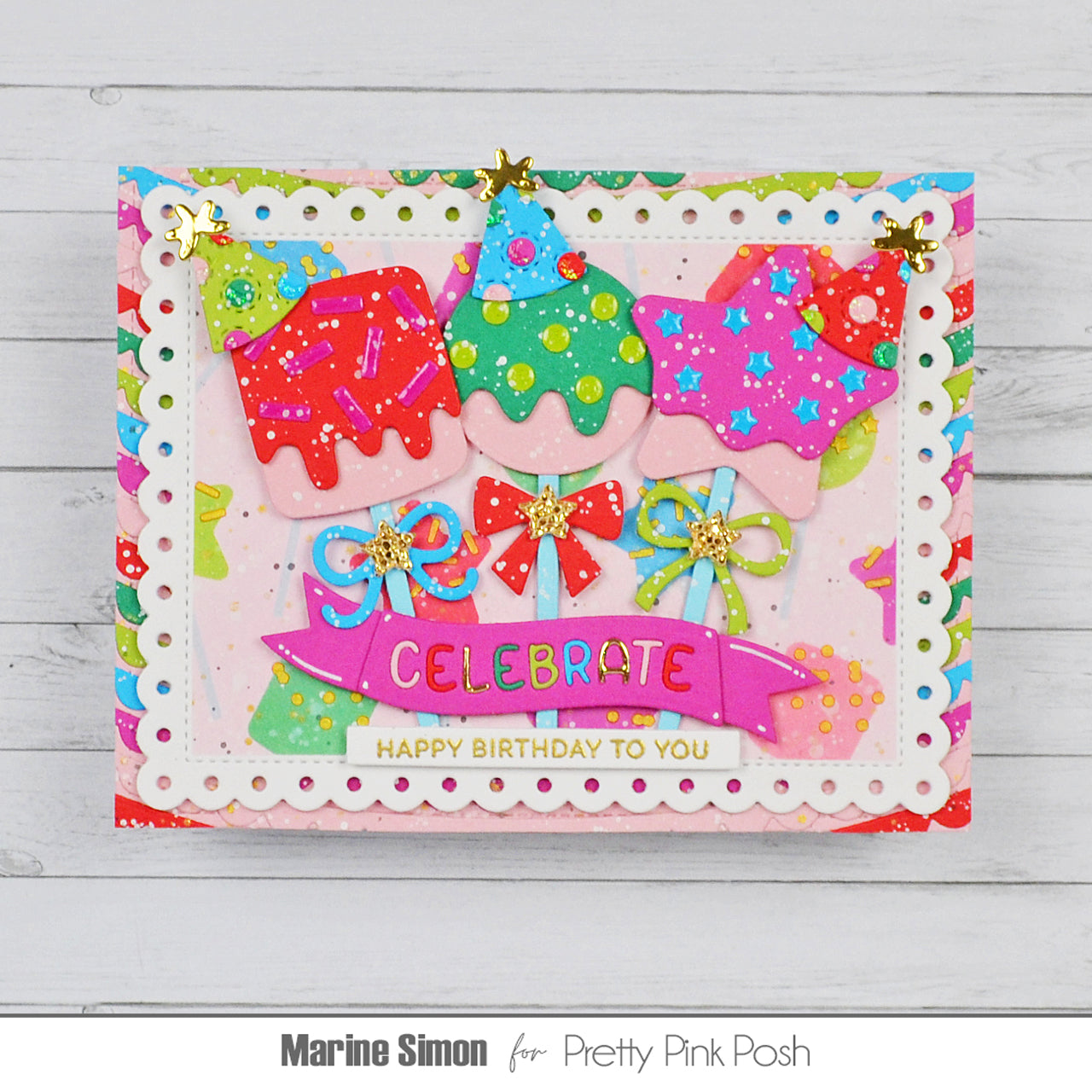 Pretty Pink Posh Layered Birthday Cake Pops Stencils celebrate
