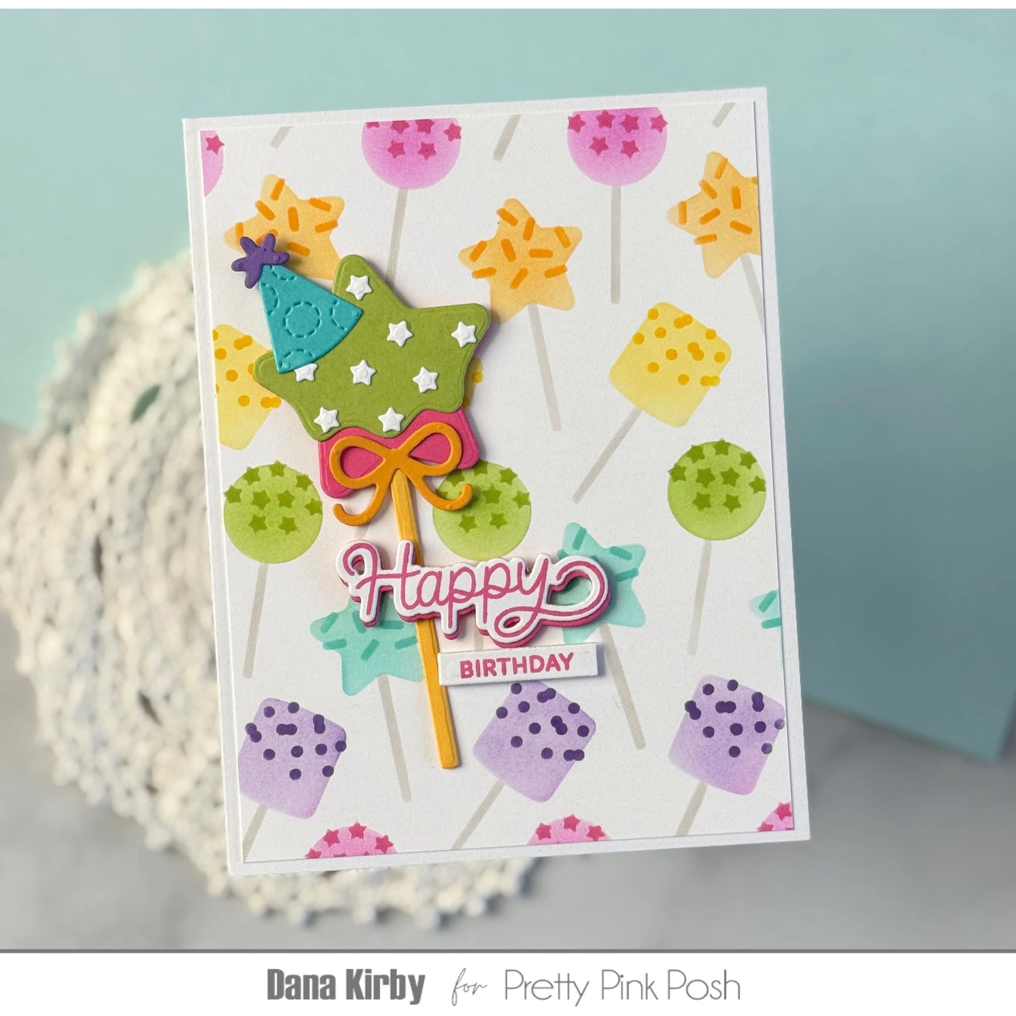 Pretty Pink Posh Layered Birthday Cake Pops Stencils happy birthday