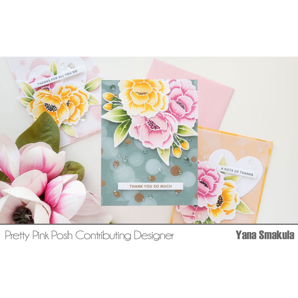 Pretty Pink Posh Layered Bokeh Stencils thank you