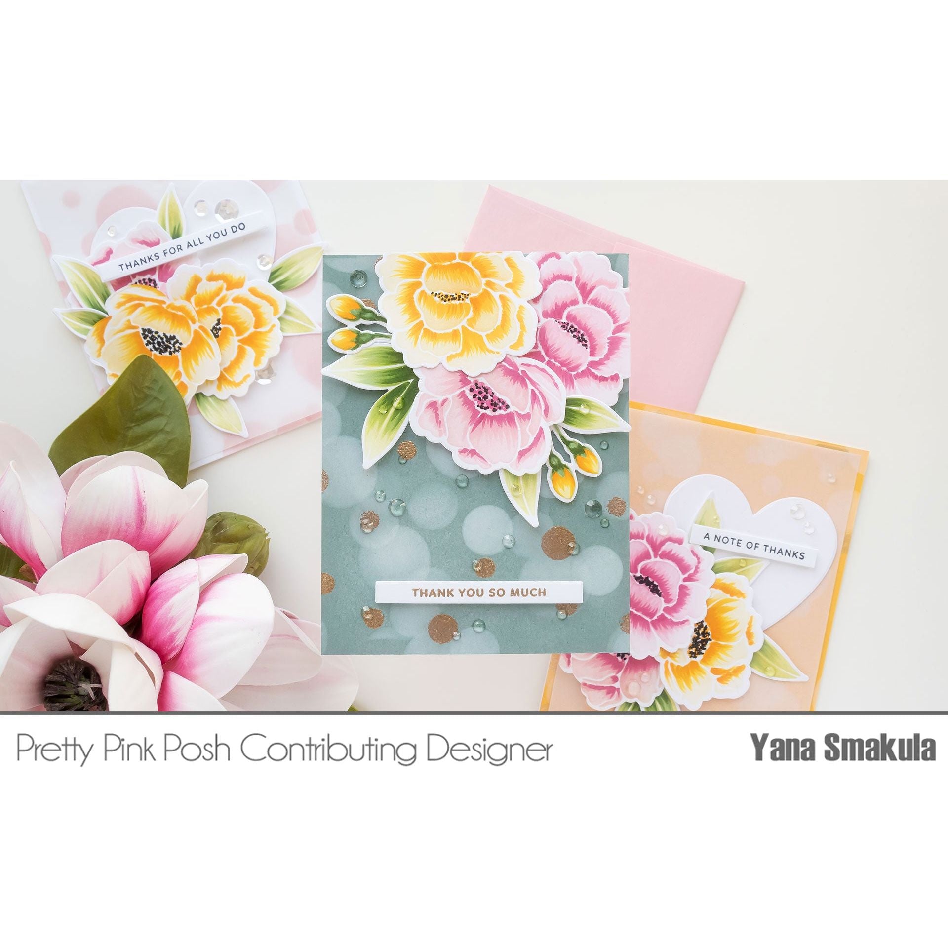 Pretty Pink Posh Layered Bokeh Stencils thank you