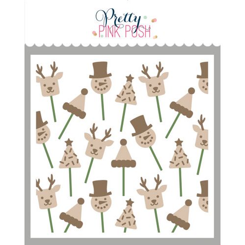 Pretty Pink Posh Layered Christmas Cake Pops Stencils colored