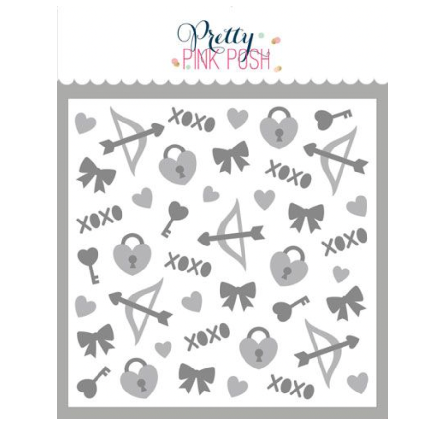 Pretty Pink Posh Layered Cupid Items Stencils