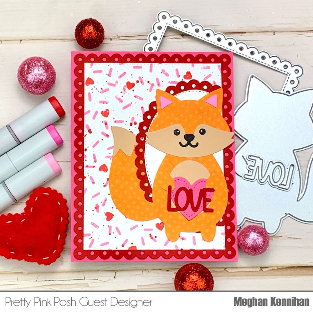 Pretty Pink Posh Layered Heart Sprinkles Stencils fox