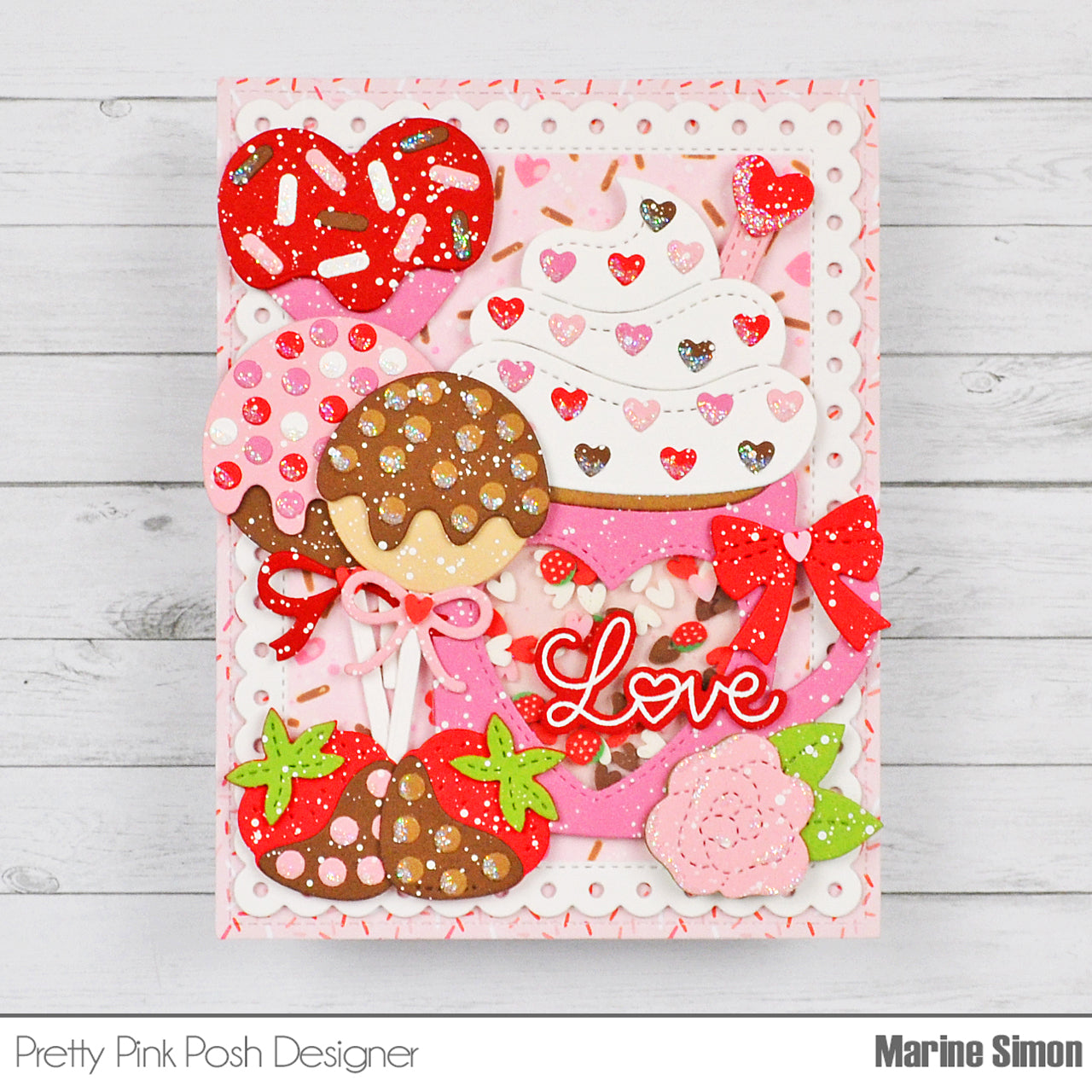 Pretty Pink Posh Layered Heart Sprinkles Stencils love