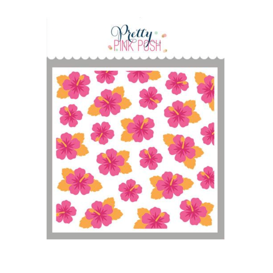 Pretty Pink Posh Layered Hibiscus Stencils layering guide