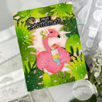 Pretty Pink Posh Layered Hibiscus Stencils pink flamingo hello summer card