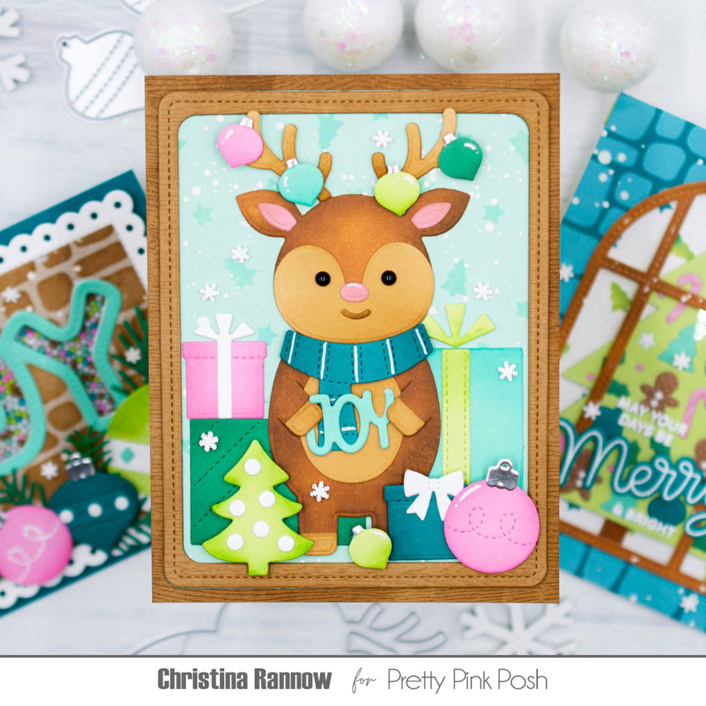Pretty Pink Posh Layered Holiday Sprinkle Mix Stencils colorful presents joy card
