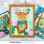 Pretty Pink Posh Layered Holiday Sprinkle Mix Stencils colorful presents joy card