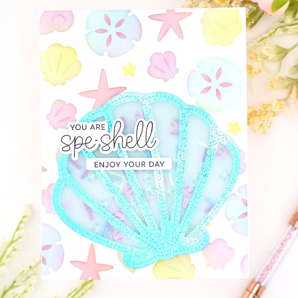 Pretty Pink Posh Layered Seashells Stencils pastel
