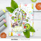 Pretty Pink Posh Layered Summer Drinks Stencils drinks ice cubes sunglasses strawberries limes leaves you're my sunshine card