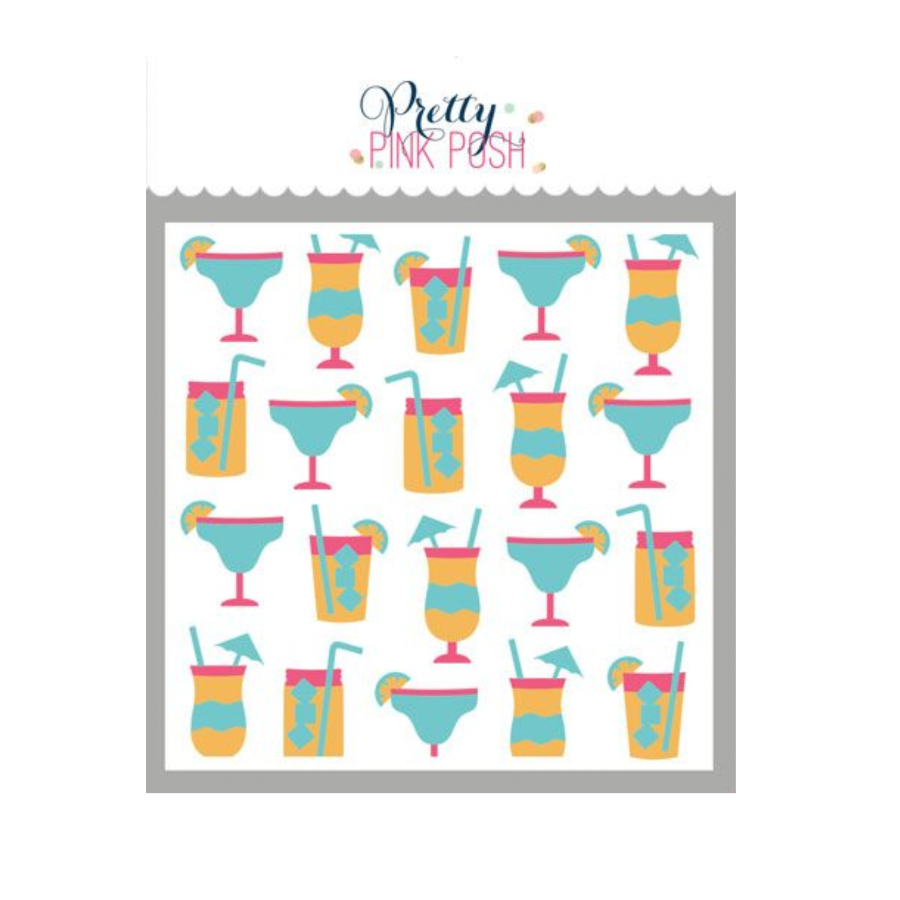 Pretty Pink Posh Layered Summer Drinks Stencils layering guide