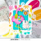 Pretty Pink Posh Layered Summer Fun Stencils pink flamingo popsicle drink umbrella sunshine rainbow card