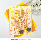 Pretty Pink Posh Layered Summer Fun Stencils sunglasses orange yellow red popsicles flip flops sunshine fun in the sun card