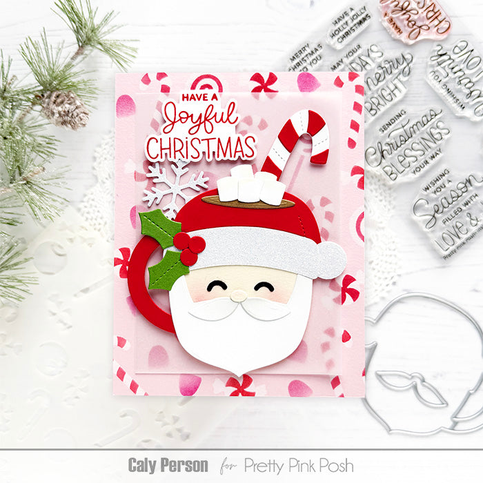 Pretty Pink Posh Layered Sweet Candies Stencils have a joyful christmas card caly person