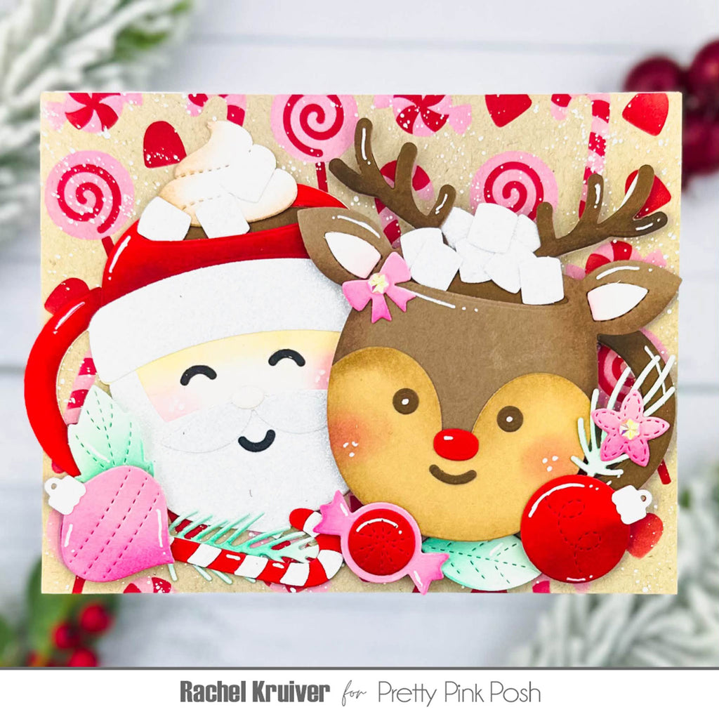 Pretty Pink Posh Layered Sweet Candies Stencils santa mug card