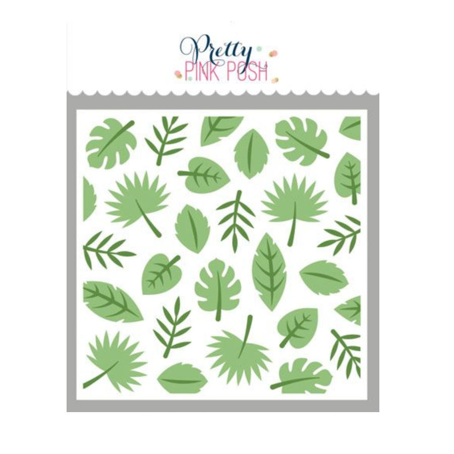 Pretty Pink Posh Layered Tropical Leaves Stencils layering guide