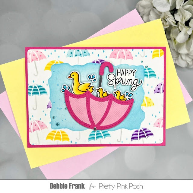 Pretty Pink Posh Layered Umbrellas Stencils ducks