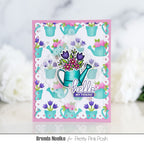 Pretty Pink Posh Layered Watering Can Floral Stencils hello friend