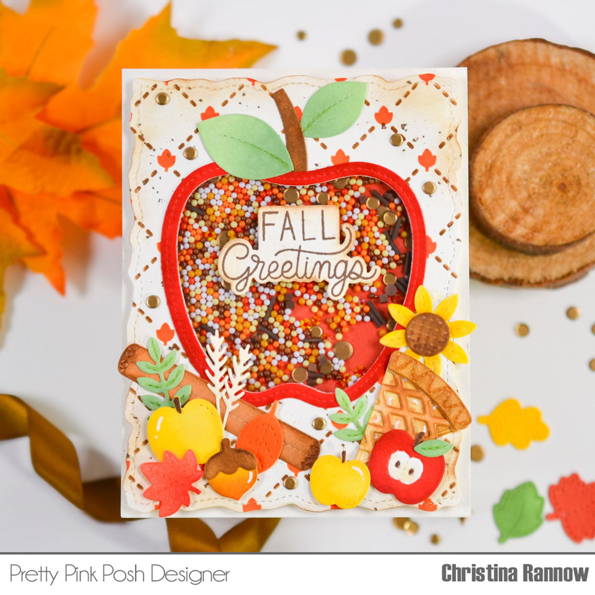 Pretty Pink Posh Leaf Lattice Layered Stencils shaker card