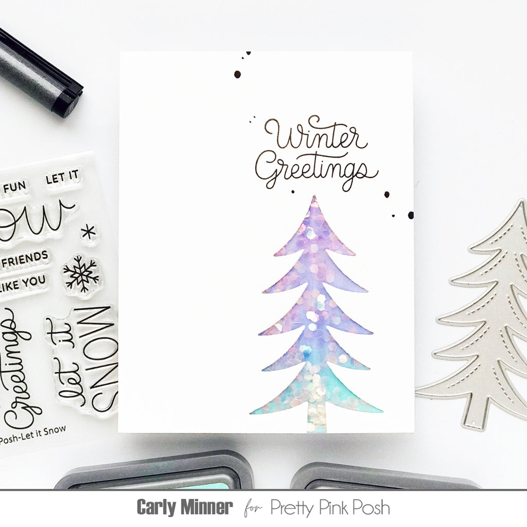 Pretty Pink Posh Let It Snow Clear Stamps shaker tree