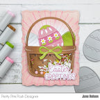 Pretty Pink Posh Line Burst Stencil shaker card