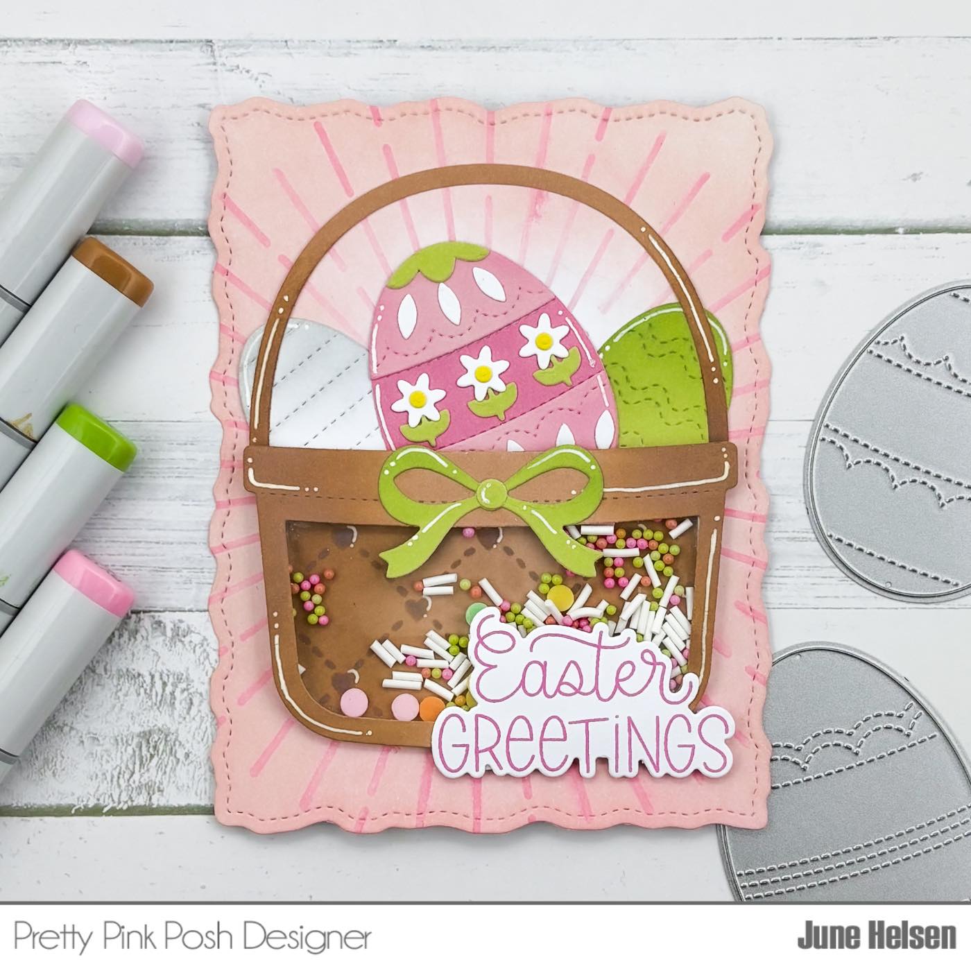 Pretty Pink Posh Line Burst Stencil shaker card
