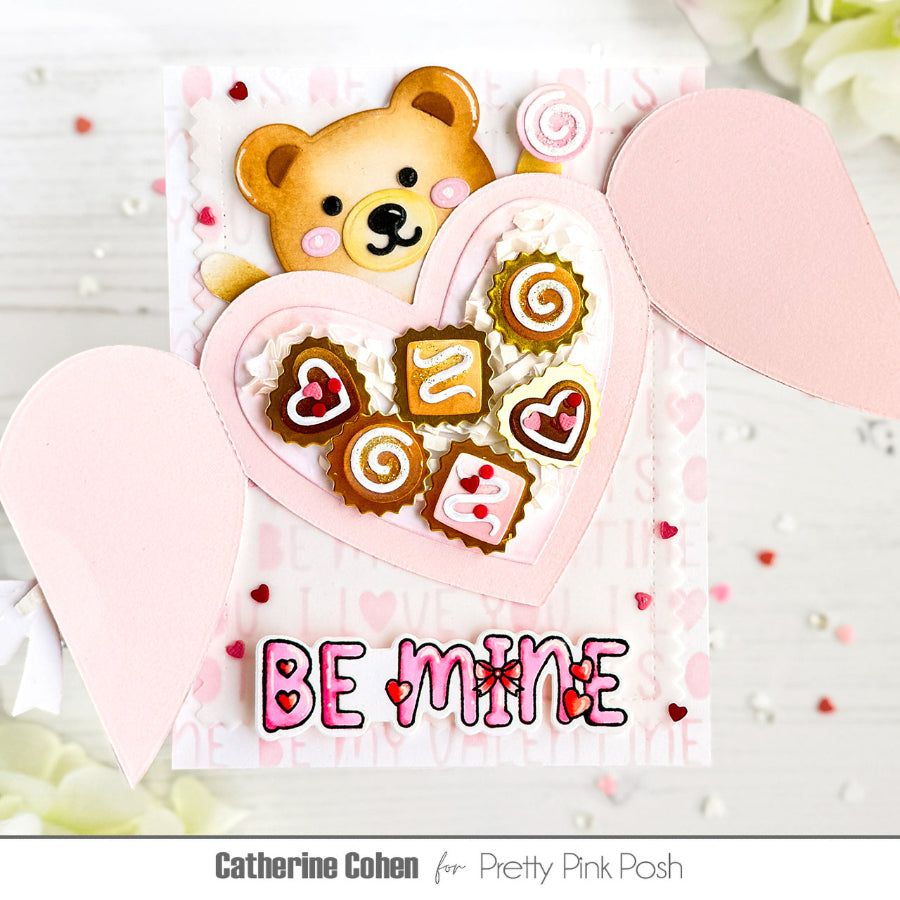 Pretty Pink Posh Love Words Stencil bear