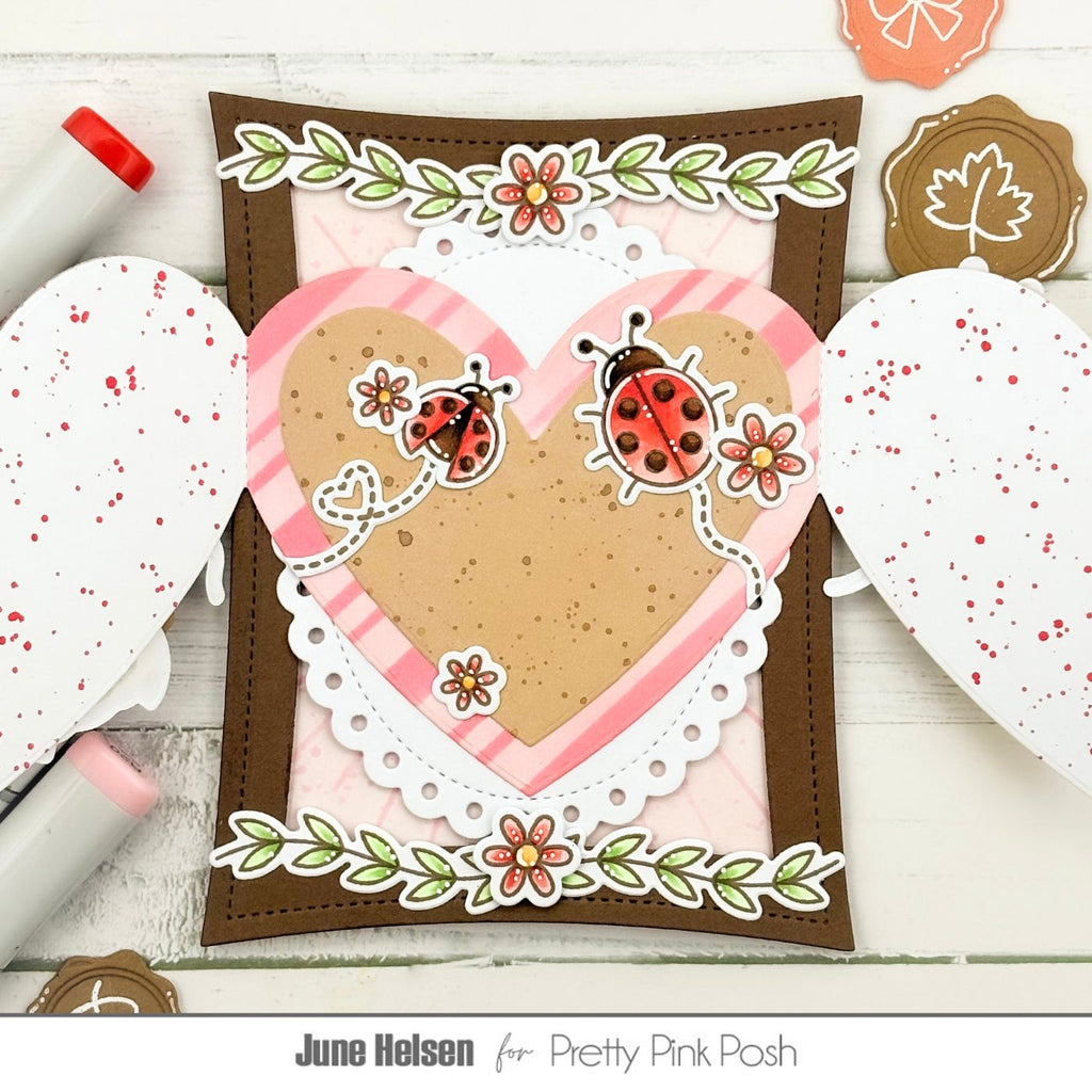 Pretty Pink Posh Lovely Ladybugs Clear Stamps flowers