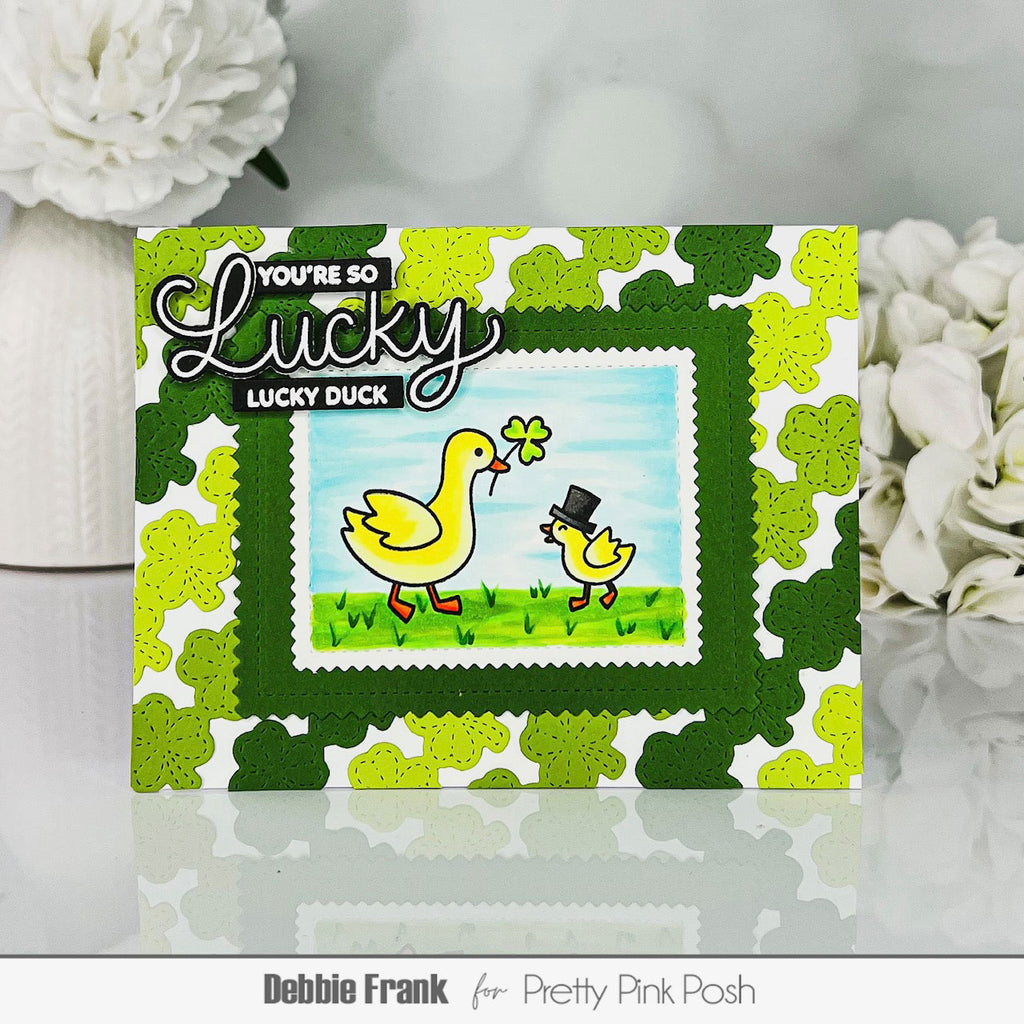 Pretty Pink Posh Lucky Animals Clear Stamp and Die Set shamrocks