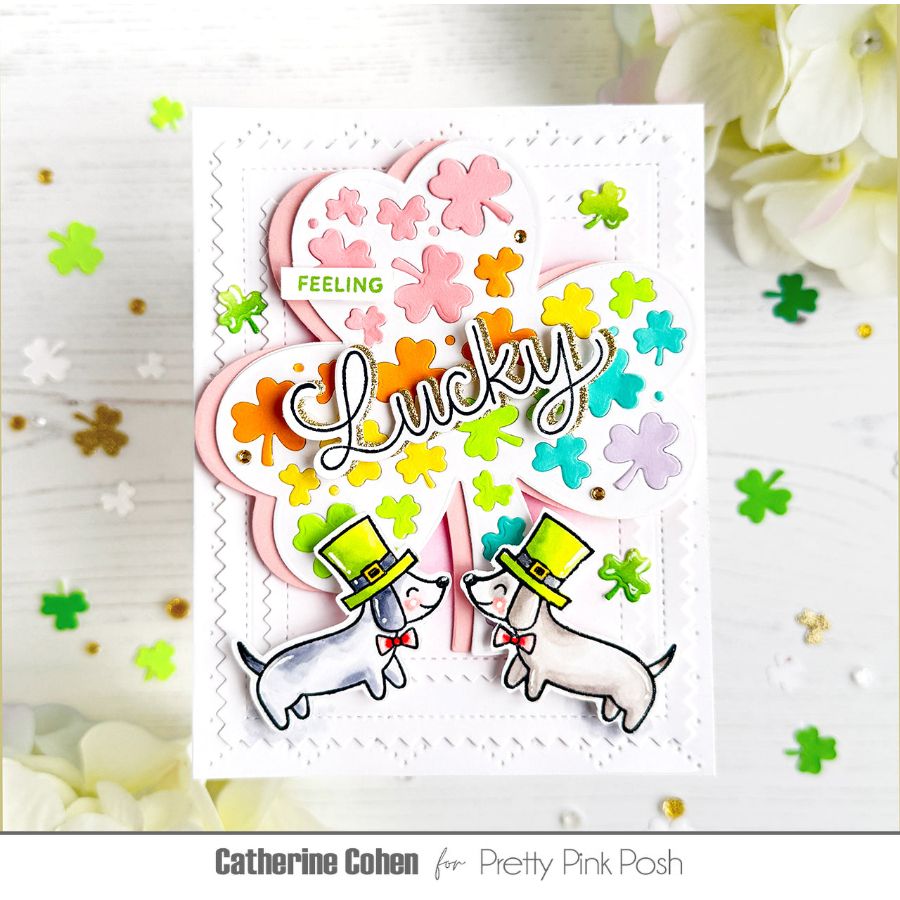 Pretty Pink Posh Lucky To Know You Clear Stamps shamrocks