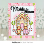 Pretty Pink Posh Merry Greetings Clear Stamps gingerbread house card
