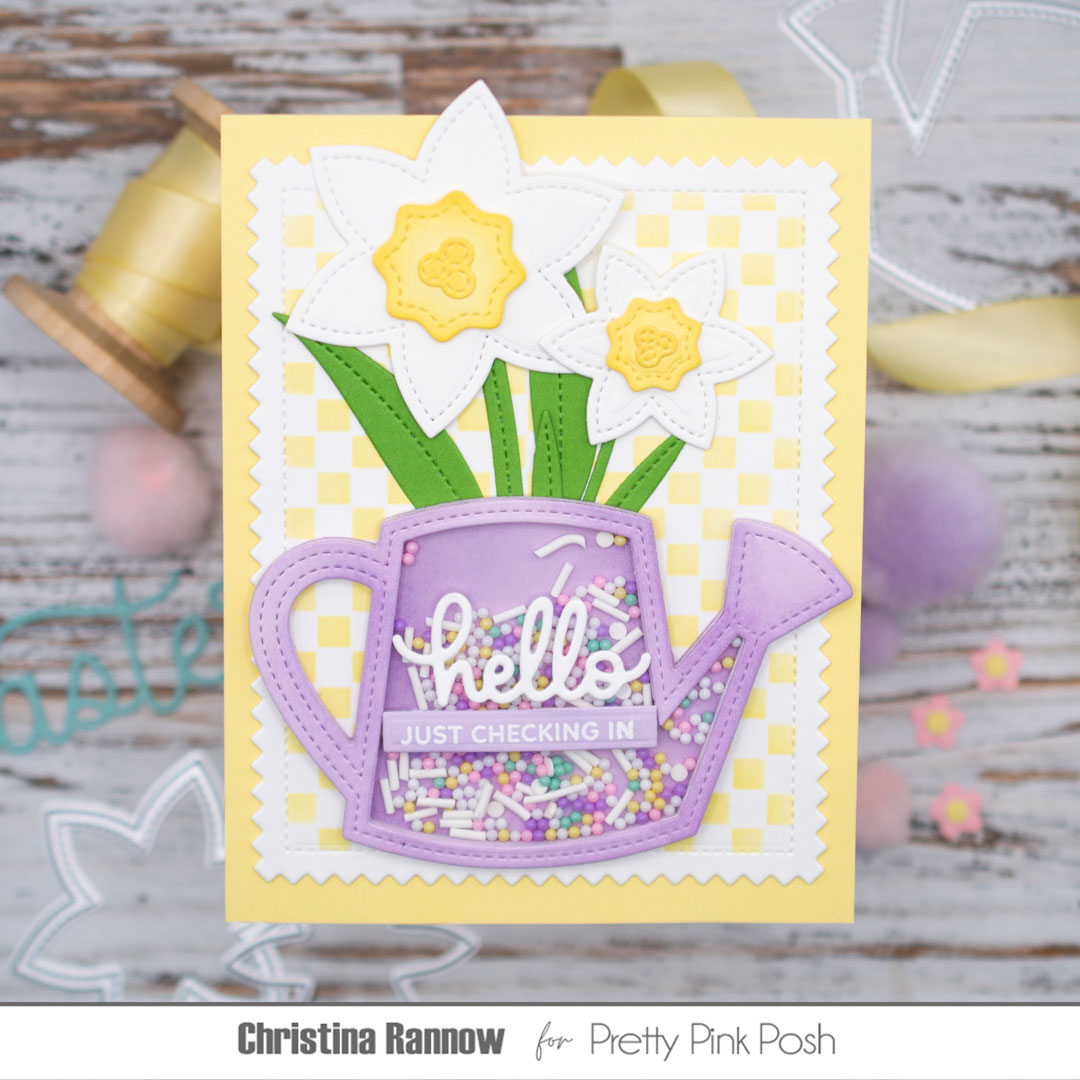 Pretty Pink Posh Mini Checker Stencil shaker card
