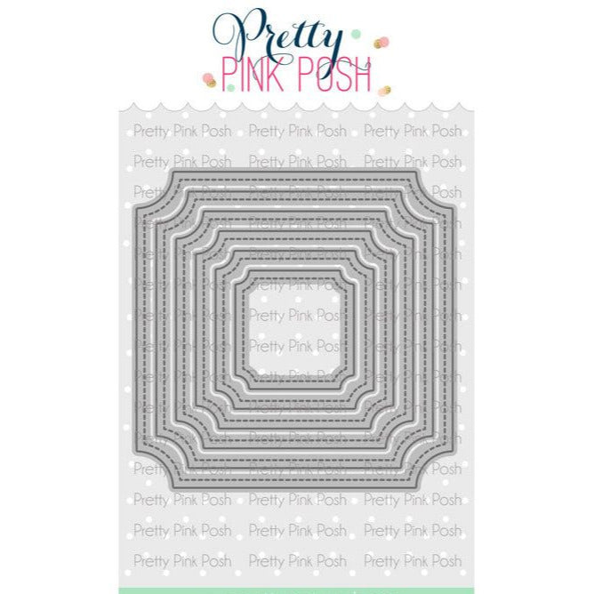 Pretty Pink Posh Notched Squares Dies