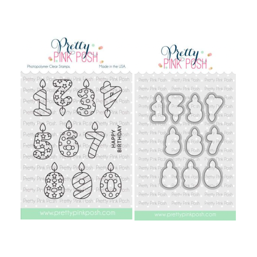 Pretty Pink Posh Number Candles Clear Stamp and Die Set
