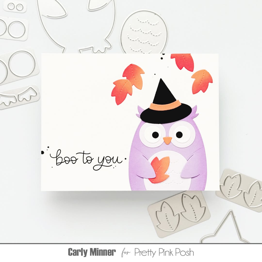 Pretty Pink Posh Owl Holder Dies boo to you card