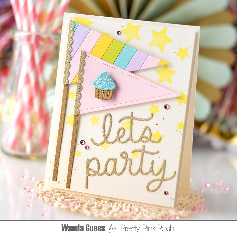 Pretty Pink Posh Party Flags Dies stars