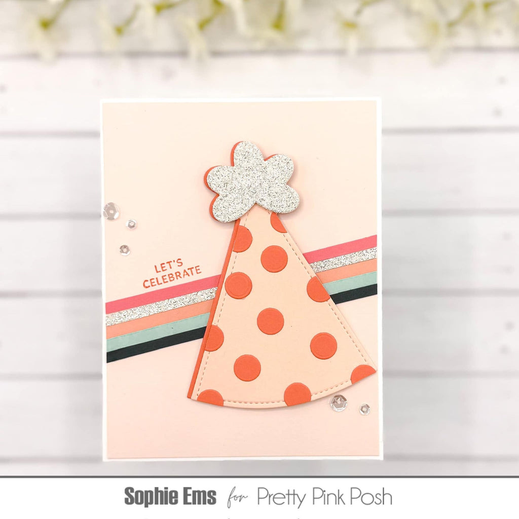 Pretty Pink Posh Party Hat Shaker Dies stripes
