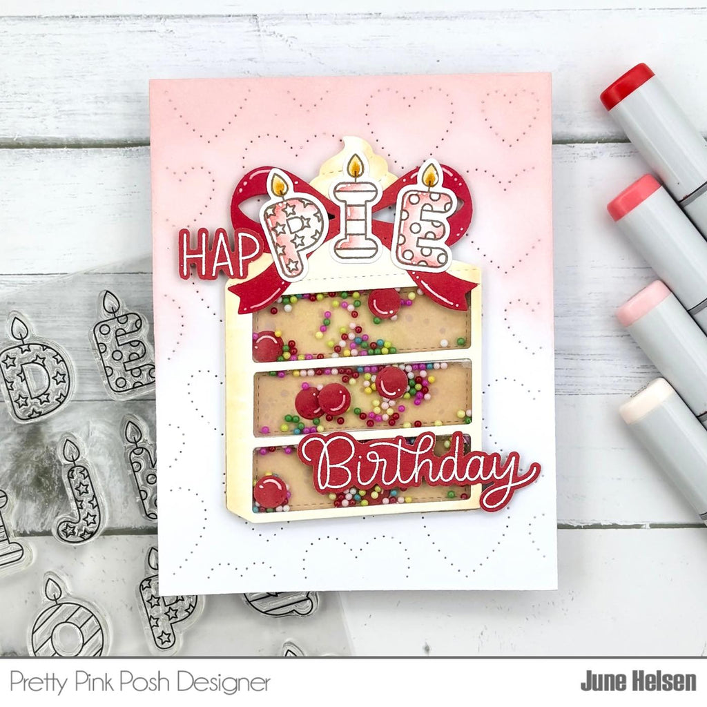 Pretty Pink Posh Party Time Glass Shaker Beads happy birthday